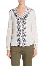 Veronica Beard Dream Embroidered Silk Blouse at Nordstrom