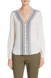 Veronica Beard Dream Embroidered Silk Blouse at Nordstrom