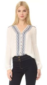 Veronica Beard Dream V Neck Embroidered Blouse at Shopbop