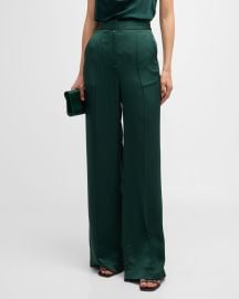 Veronica Beard Edia Satin Wide-Leg Pants at Neiman Marcus