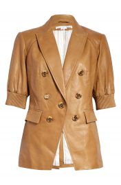 Veronica Beard Edra Short Sleeve Leather Dickey Jacket   Nordstrom at Nordstrom