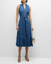 Veronica Beard Edwina Sleeveless Chambray Dress at Neiman Marcus