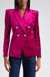 Veronica Beard Elam Crystal Button Velvet Dickey Jacket in Fuchsia at Nordstrom