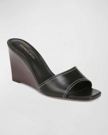 Veronica Beard Ellen Leather Wedge Slide Sandals at Neiman Marcus