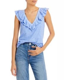 Veronica Beard Ellerie Ruffled V Neck Top   Bloomingdales at Bloomingdales