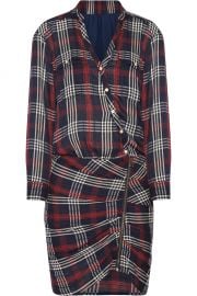 Veronica Beard Emory ruched plaid cotton-blend crepe mini dress at Net A Porter