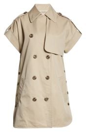 Veronica Beard Ensie Cotton Trench Vest in Khaki  at Nordstrom