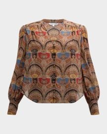 Veronica Beard Esmeralda Long-Sleeve Silk Top at Neiman Marcus