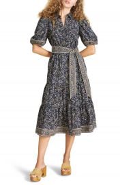 Veronica Beard Eunice Paisley Border Print Cotton Shirtdress Nordstrom at Nordstrom