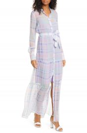 Veronica Beard Evangeline Plaid Long Sleeve Silk Maxi Dress   Nordstrom at Nordstrom