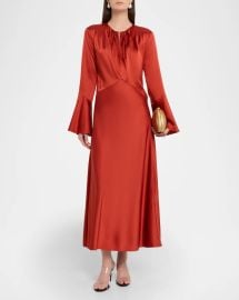 Veronica Beard Ezri Satin Midi Dress at Neiman Marcus