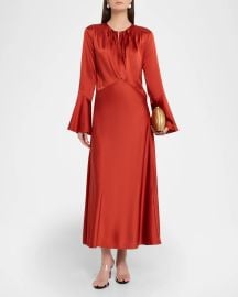 Veronica Beard Ezri Satin Midi Dress at Neiman Marcus