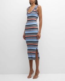 Veronica Beard Fabiana Stripe Knit Midi Dress at Neiman Marcus