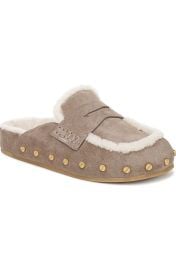 Veronica Beard Fenix Genuine Shearling Mule in Bark Ecru at Nordstrom