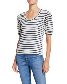 Veronica Beard Fleta Striped Scoop-Neck Top at Neiman Marcus