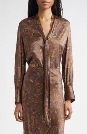 Veronica Beard Francine Print Tie Neck Silk Blend Top at Nordstrom