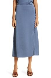 Veronica Beard Franconia Side Button Satin Skirt at Nordstrom