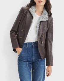 Veronica Beard Gail Leather Blazer at Neiman Marcus