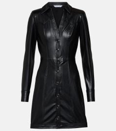 Veronica Beard Garret Long Sleeve Faux Leather Coat Dress at Mytheresa