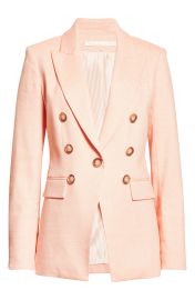 Veronica Beard Gaya Double Breasted Linen Blend Dickey Jacket in Heathered Bright Coral  at Nordstrom