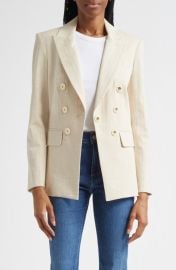 Veronica Beard Gaya Metallic Chalk Stripe Cotton Blend Dickey Jacket at Nordstrom