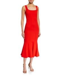 Veronica Beard Gloria Square-Neck Flared Dress at Neiman Marcus