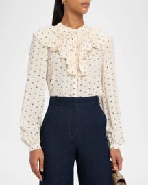Veronica Beard Gomez Long Sleeve Ruffle Blouse at Neiman Marcus