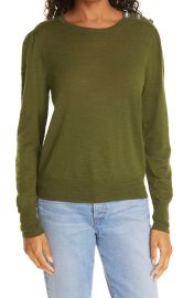 Veronica Beard Grayden Merino Wool Sweater in Army  at Nordstrom