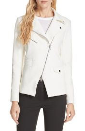 Veronica Beard Hadley Neoprene Moto Jacket in White at Nordstrom