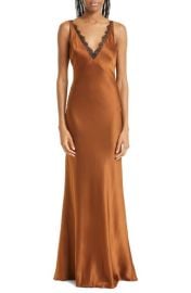 Veronica Beard Hamina Lace Trim Stretch Silk Maxi Dress at Nordstrom