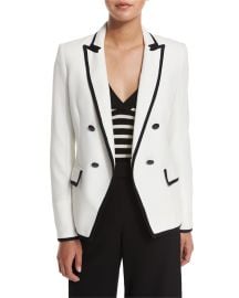 Veronica Beard Harriet Cutaway Contrast Jacket  Off White at Neiman Marcus