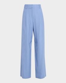 Veronica Beard Heyser Pinstripe Wide Leg Pants at Neiman Marcus