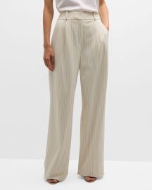 Veronica Beard Heyser Stripe Straight-Leg Pants at Neiman Marcus