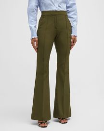 Veronica Beard Hibiscus Flared Pintuck Pants at Neiman Marcus