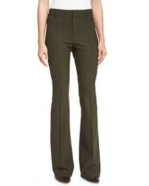 Veronica Beard Hibiscus High-Rise Flare Pants  Loden at Neiman Marcus