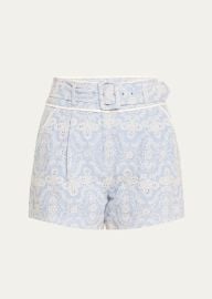 Veronica Beard Hobbes Belted Eyelet Shorts at Bergdorf Goodman