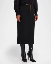 Veronica Beard Hoffman Belted Midi Skirt at Neiman Marcus