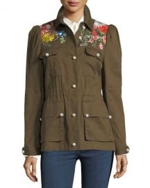 Veronica Beard Huxley Embroidered Utility Jacket   Neiman Marcus at Neiman Marcus