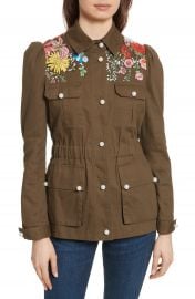 Veronica Beard Huxley Floral Embroidered Safari Jacket at Nordstrom