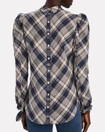 Veronica Beard Isabel Plaid Puff Sleeve Blouse at Intermix