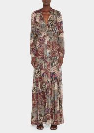 Veronica Beard Isra Multi-Print Silk Maxi Dress - at Bergdorf Goodman