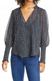 Veronica Beard Jaz Floral Balloon Sleeve Chiffon Blouse   Nordstrom at Nordstrom