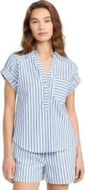 Veronica Beard Jean Womenx27s Almera Button Down Top BlueWhite XS at Womenx27s Jeans store at Amazon