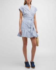 Veronica Beard Jeans Avella Striped Mini Shirtdress at Neiman Marcus