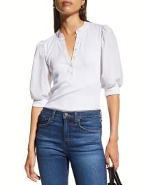 Veronica Beard Jeans Coralee Puff-Sleeve Top at Neiman Marcus