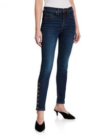 Veronica Beard Jeans Debbie High-Rise Skinny Jeans w  Side Vents at Neiman Marcus