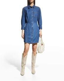 Veronica Beard Jeans Keston Denim Button-Front Mini Shirt Dress at Neiman Marcus