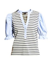 Veronica Beard Jeans Raegan Elbow-Sleeve Striped Top at Neiman Marcus