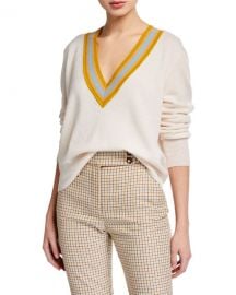 Veronica Beard Jessel V-Neck Wool-Cashmere Sweater at Neiman Marcus