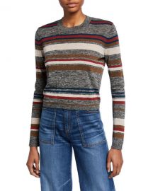 Veronica Beard Jora Cropped Striped Pullover at Neiman Marcus